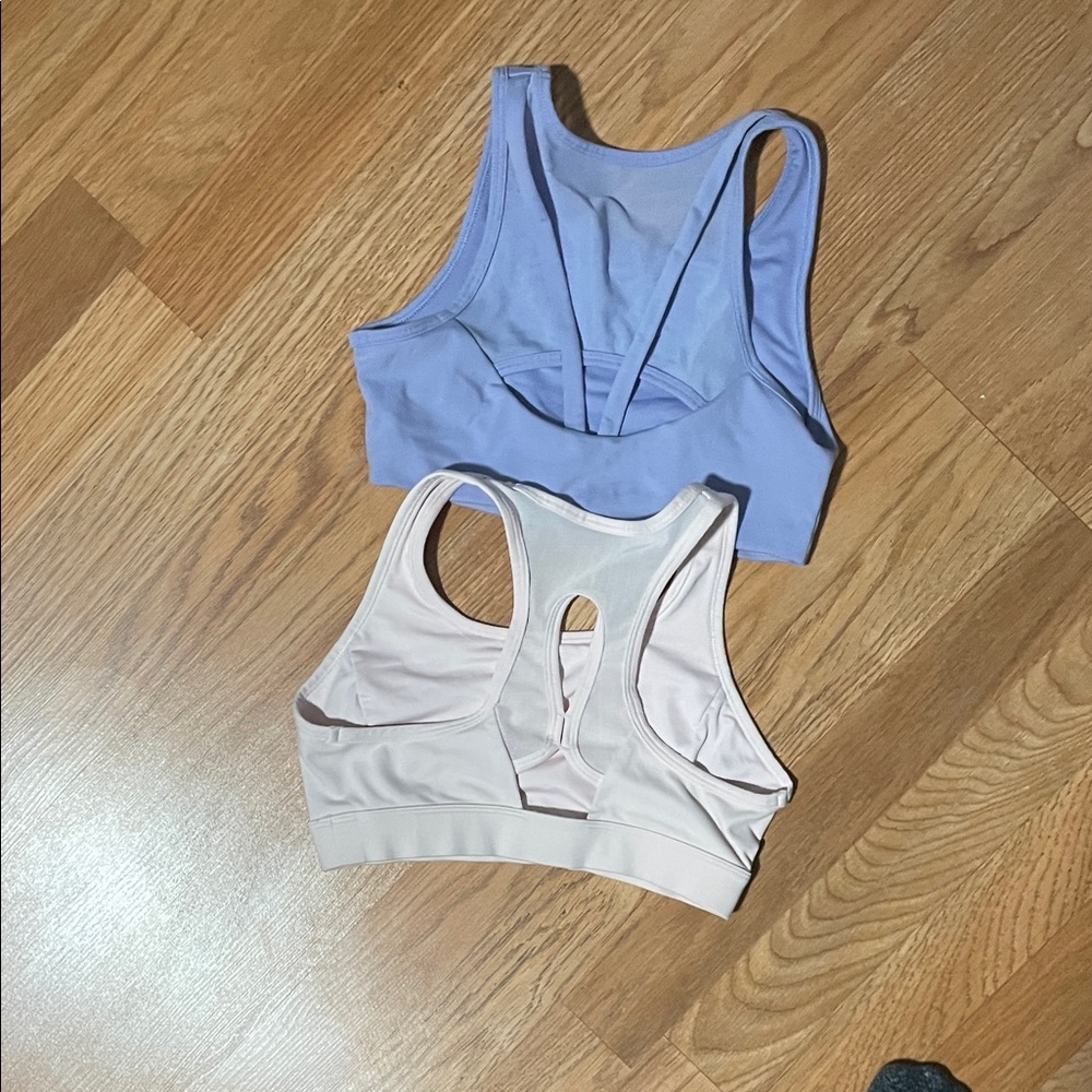 Set of Two Sports Bras in Blue and White